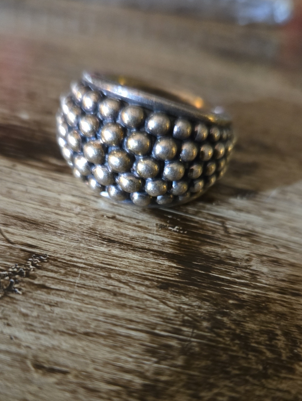 Michael Dawkins Caviar Beaded Sterling Silver Statement Ring